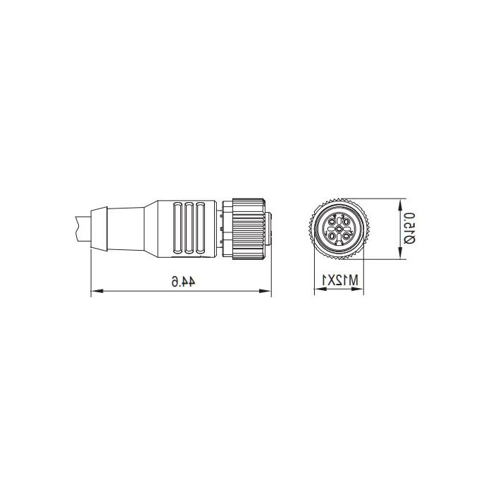 M12 4Pin -直型母线-单端预制PUR软电缆，带屏蔽，紫色护套，0C4A01-XXX